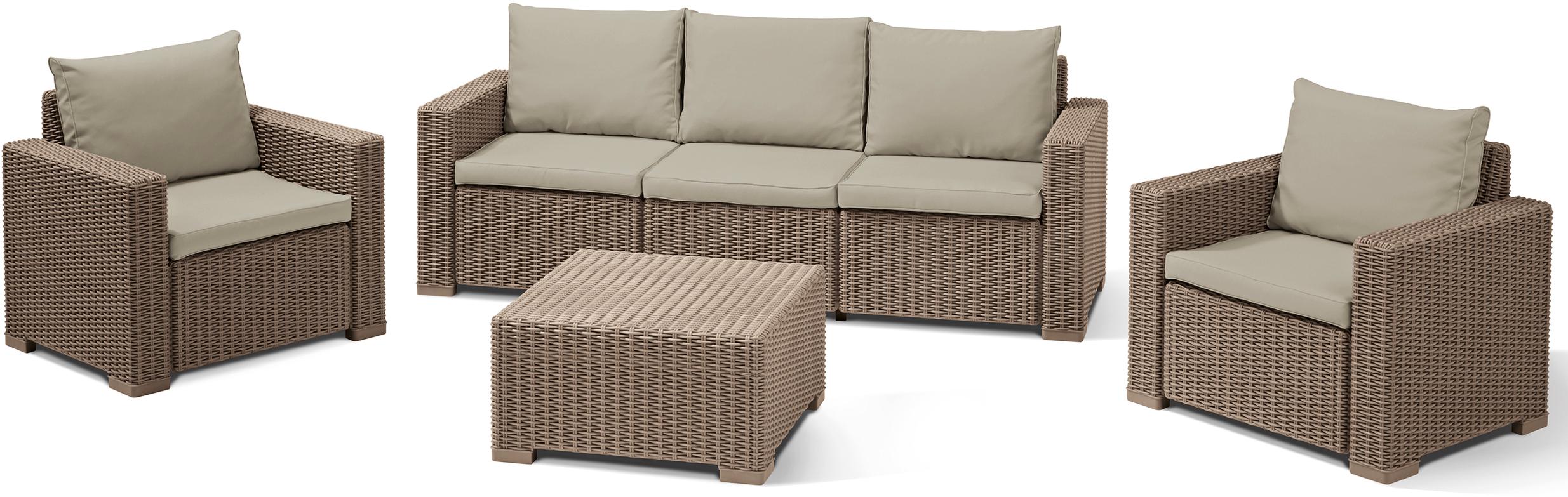 Комплект пластикових садових меблів Keter California 3 seater set Капучино (212507)