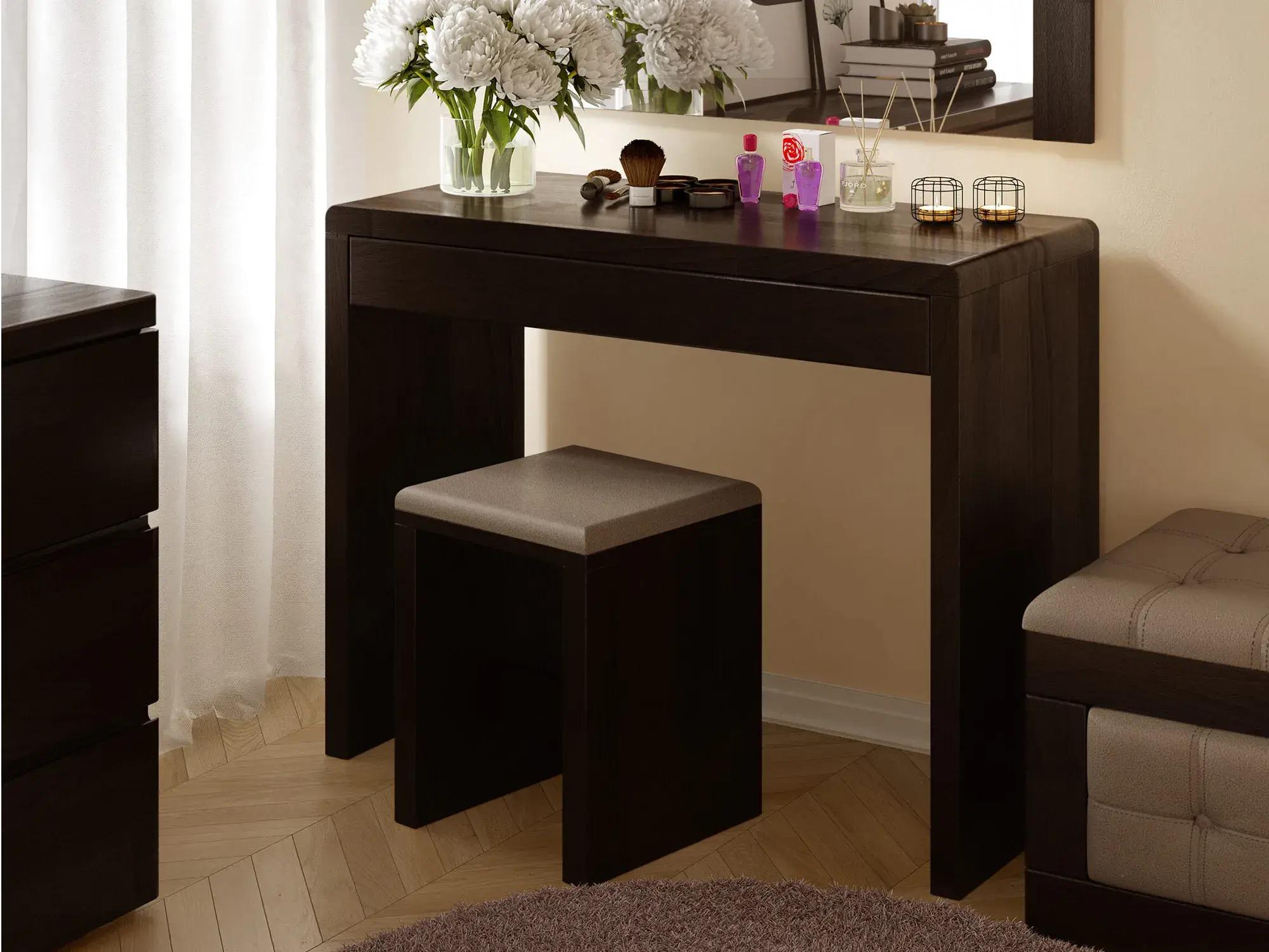 Туалетний стіл Arbor Drev Регіна з пуфом з натурального дерева сосна Венге магія (51723)