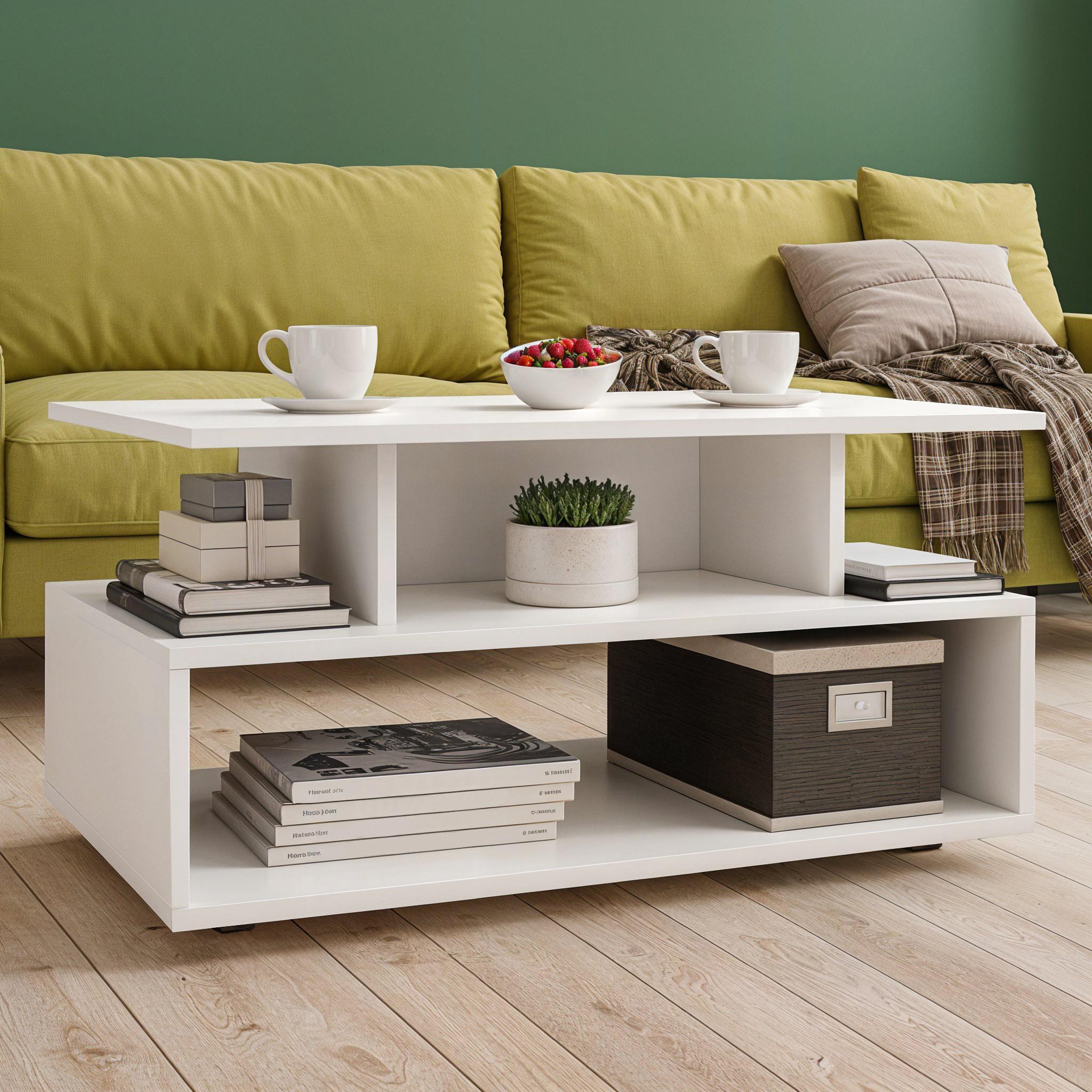 Журнальный стол с полками Carlos 800х500х400 мм Белый - фото 1 Журнальный стол с полками Carlos 800х500х400 мм Белый - фото 1