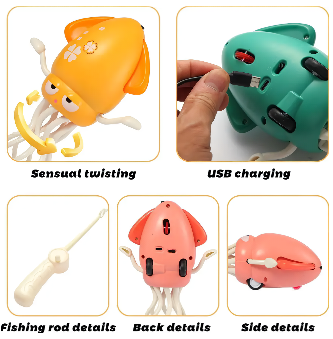 Интерактивная игрушка Осьминог танцующий со звуковыми эффектами Желтый (10378) - фото 4 Интерактивная игрушка Осьминог танцующий со звуковыми эффектами Желтый (10378) - фото 4