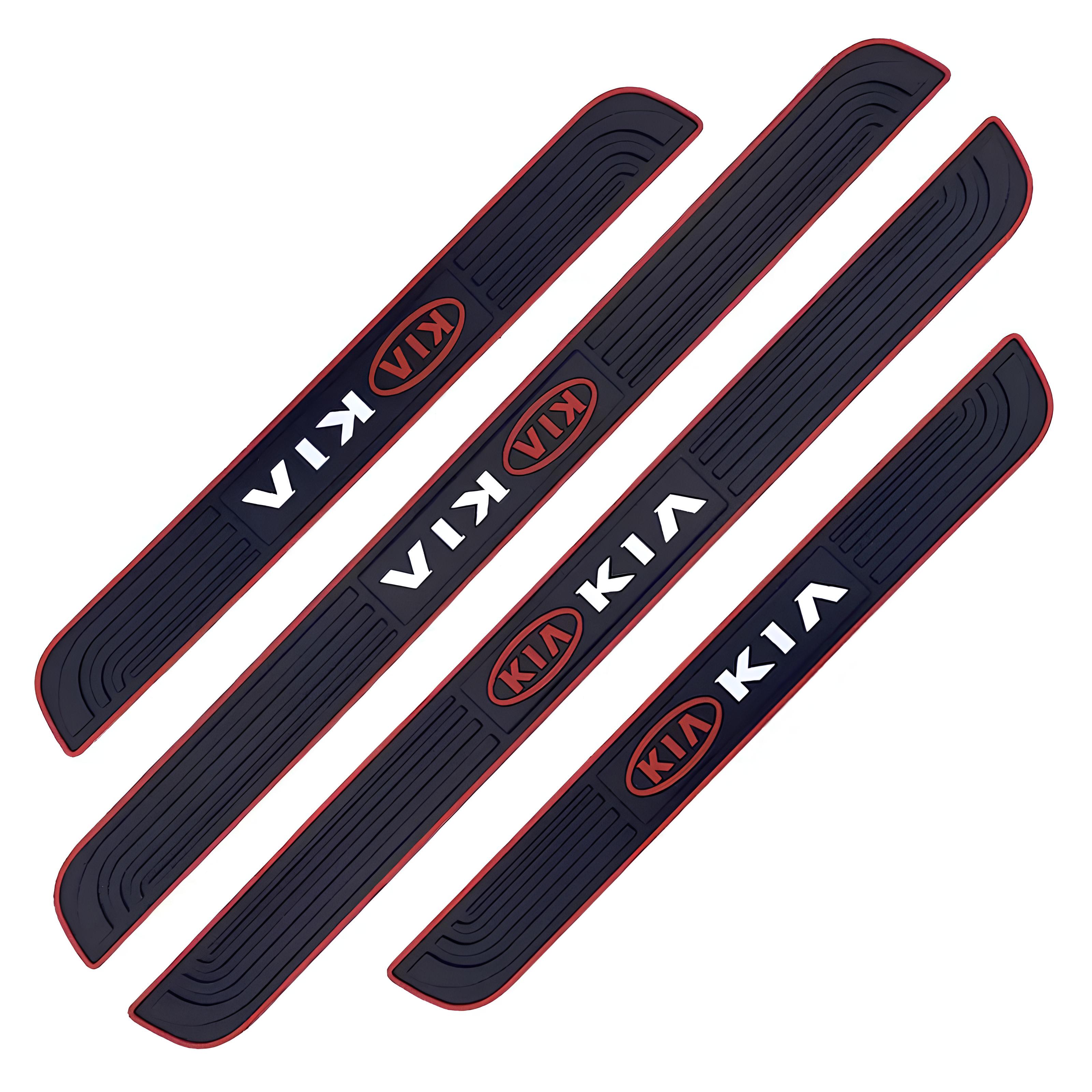 Резиновые брендированные защитные накладки на пороги для авто 4 шт. Kia Черный (1088655478)