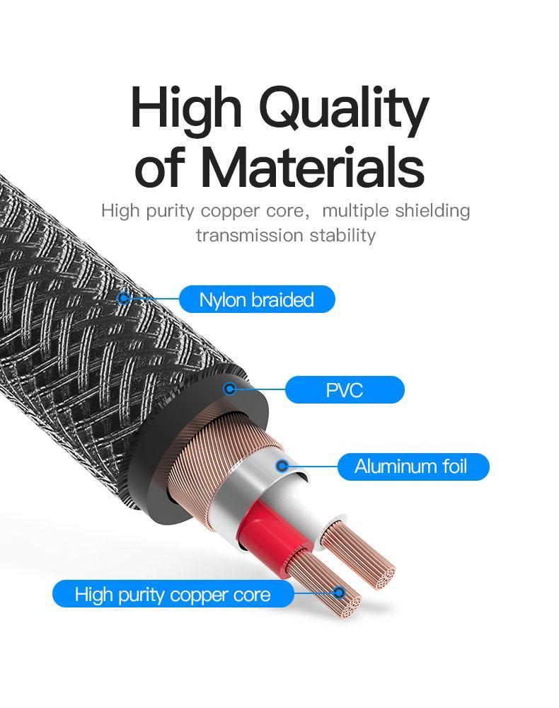 Кабель Vention 6.5 мм Jack-3.5 мм minijack HiFi стерео AUX на 6.35 мм в оплітці TRS 10 м Чорний (BAIHL) - фото 2