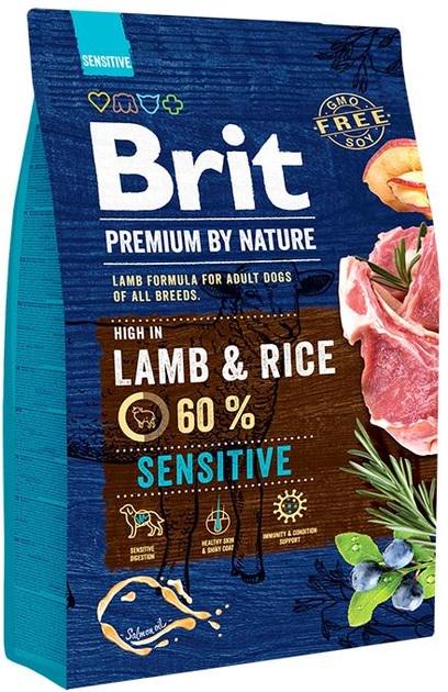 Корм для собак сухой Brit Premium Sensitive Lamb&Rice с чувствительным пищеварением 3 кг