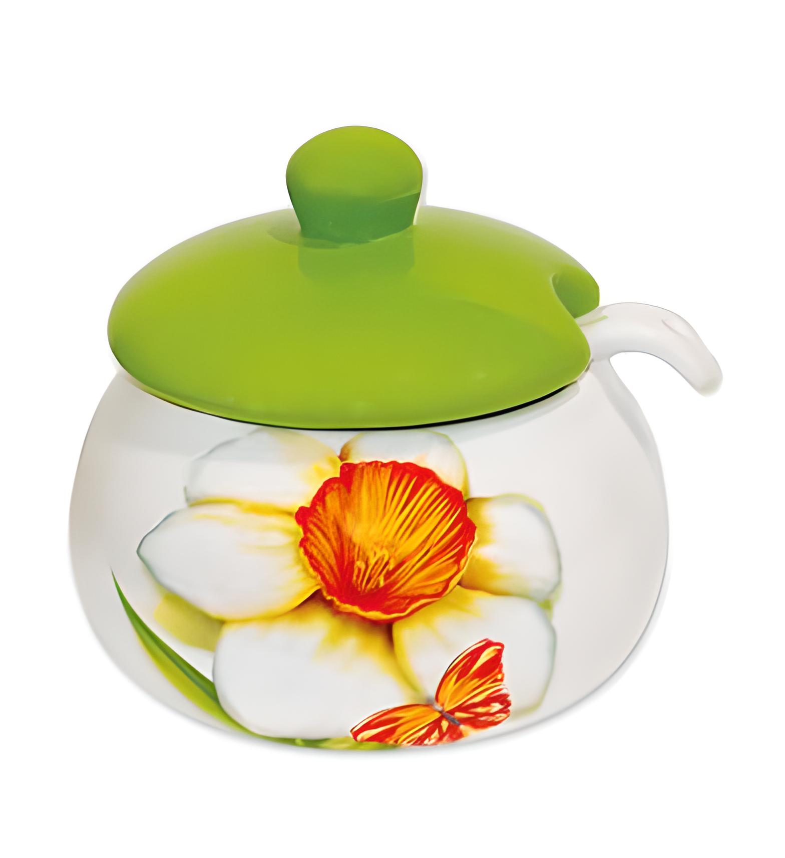 Банка Нарцисс 450 мл для приправ или меда с керамической ложкой (BD-DM282-NS)