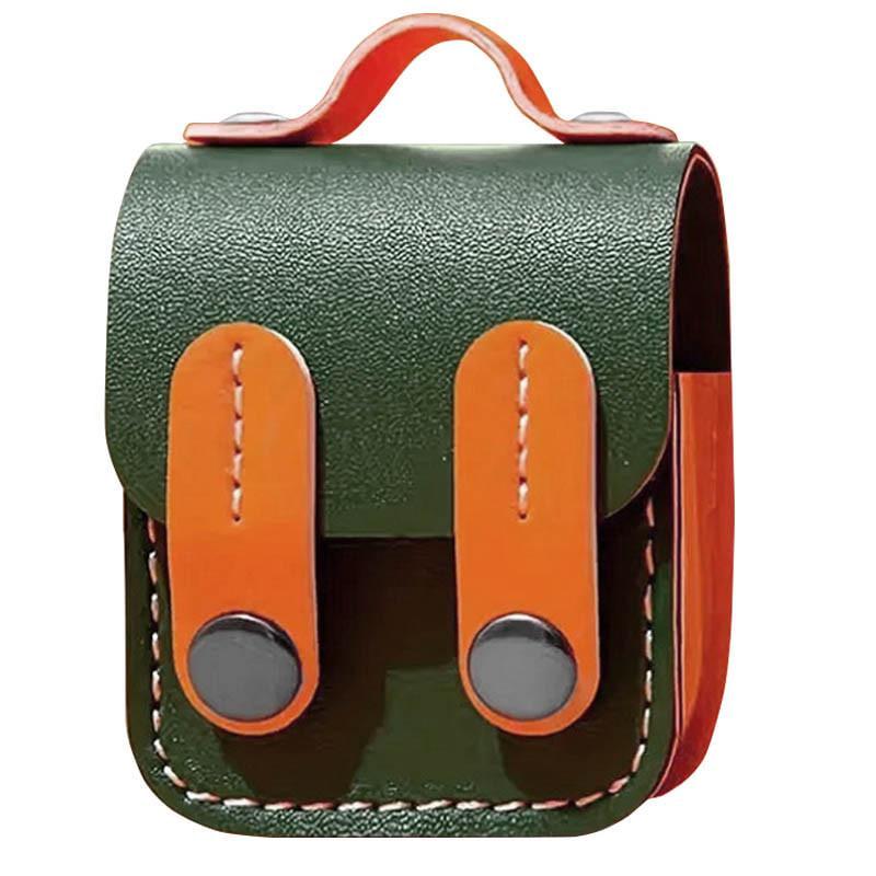 Футляр шкіряний Epik Briefcase для навушників AirPods 1/2 Green/Orange (00000075978_4)