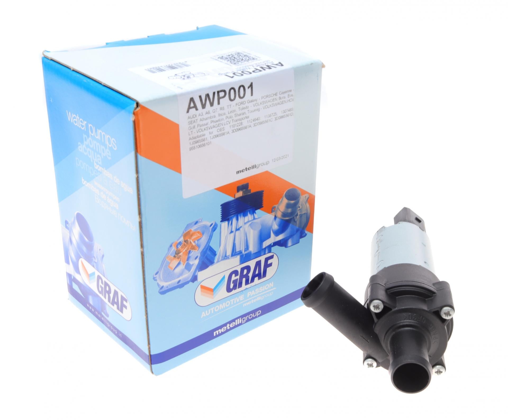 Насос системи охолодження додатковий Graf Audi A3/A6/Q7/R8 01-15/VW LT/T4/Passat/Golf/Touareg 94-10 (AWP001)