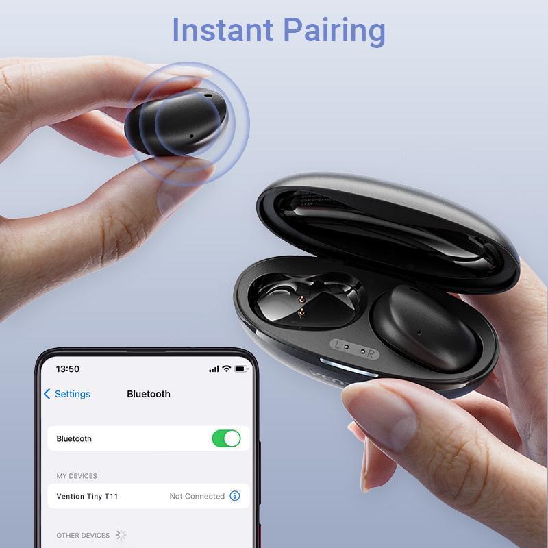 Навушники бездротові Vention Tiny T11 Bluetooth 5.3 з AI-шумозаглушенням TWS 13 мм 25 год відтверення AAC/SBC Hi-Fi Білий (NBJW0) - фото 13