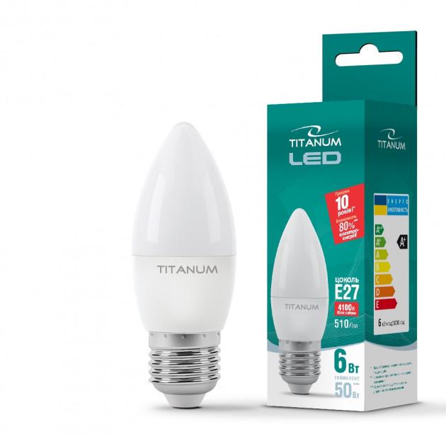 LED лампа TITANUM C37 6W E27 4100K 220V White (10025)