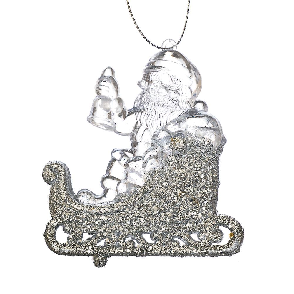 Новогодняя подвеска Elisey Серебряный Санта-Клаус на санях 6 шт. (009NR/silver)