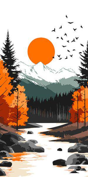 Картина за номерами Ideyka Жовтий місяць серед осіннього лісу 40x80 см (Id-KHO6415)