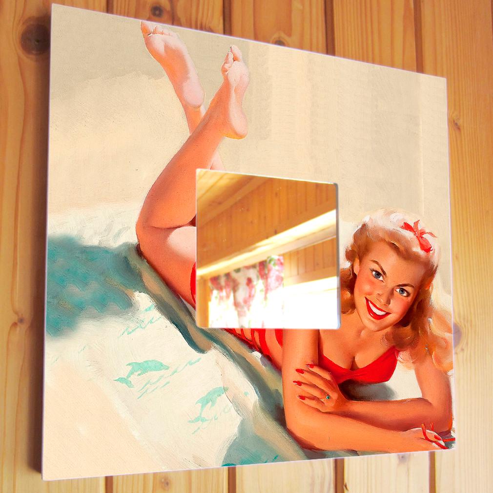 Зеркало декоративное в стиле ретро Красавица винтаж 260х260 мм (M00205)