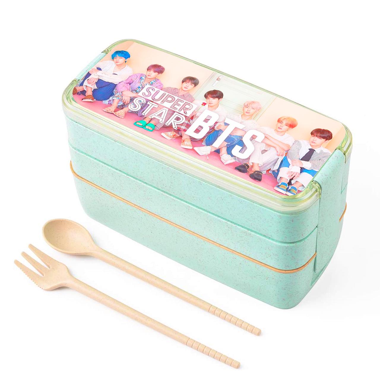 Ланч-бокс BTS 900 мл с вилкой и ложкой Мятный (34713-1075-MT)