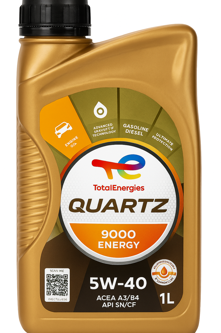 Моторное масло Total Quartz 9000 Energy 5W-40 1 л синтетика для бензиновых и дизельных двигателей с турбиной (901566)