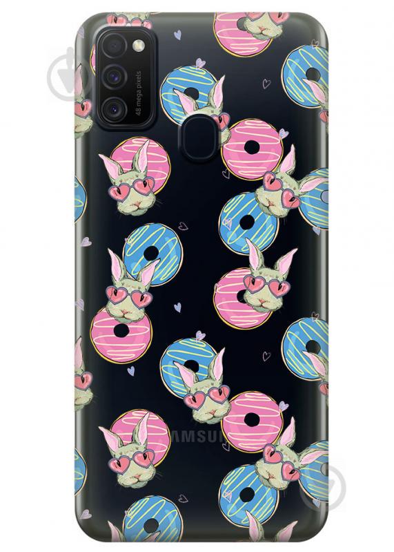 Прозрачный силиконовый чехол iSwag для Samsung Galaxy M21 с рисунком - Зайчики (M1727)