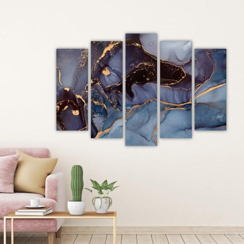 Модульная картина на холсте из пяти частей KIL Art Мрачный мрамор 187x119 см (M51_XL_232)