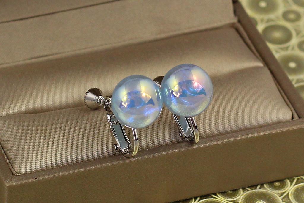 Серьги клипсы Xuping Jewelry шарики синий перламутр 1,6 см Серебристый (27073099)