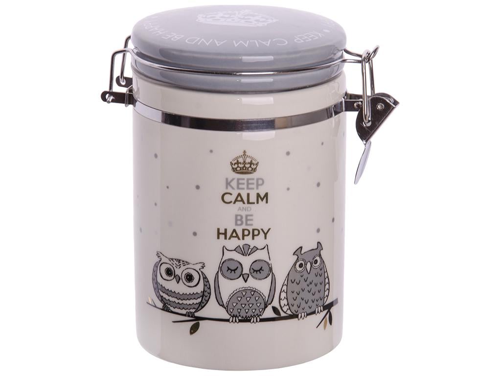 Емкость для сыпучих продуктов Совушки керамическая 14,2х10,3х16 см 750 мл (MSN-631-18)