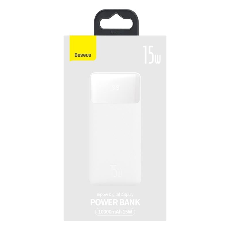 Зовнішній Акумулятор Baseus Bipow Digital 15W 10000mAh Білий (PPDML-I02)