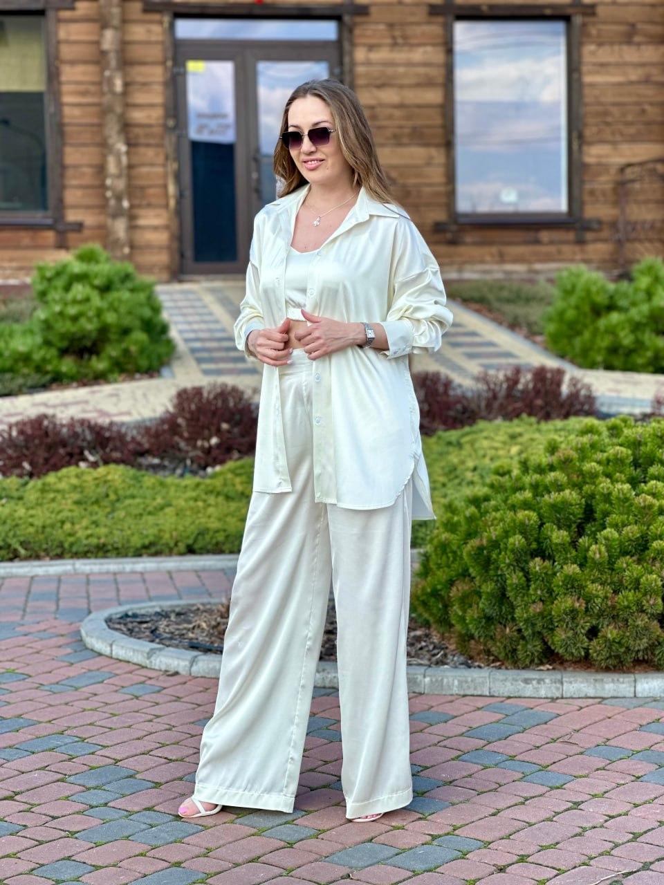 Женский костюм из шелка Армани рубашка и штаны Шампань (2571689661)