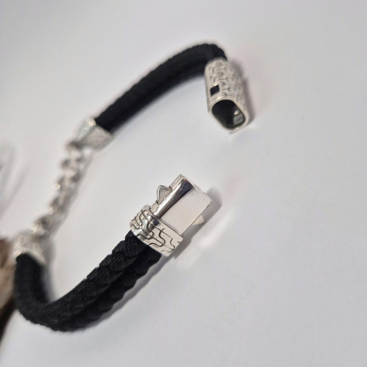 Браслет з чорним шнуром срібло 925 проби чорнене 25,92 г 22 см (601-2б) - фото 2