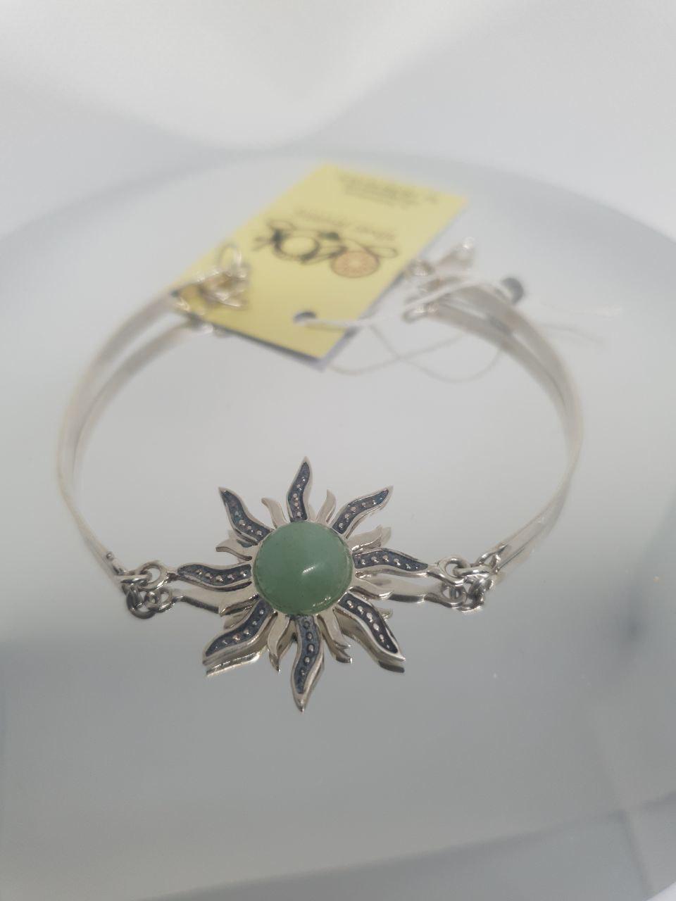 Браслет срібний Сонце з камінням нефрит 925 проба (2607612427) - фото 10