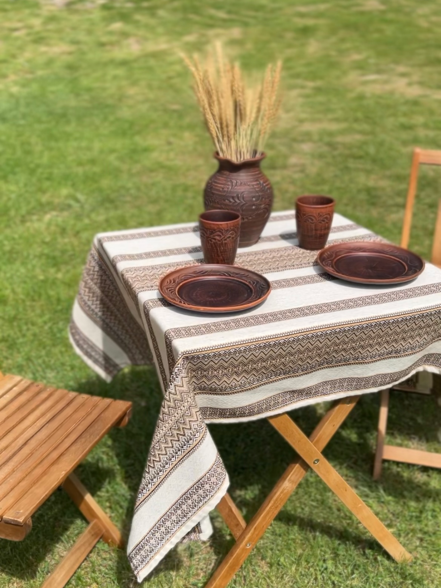 Скатертина лляна великодня Стожари з українським орнаментом 220x150 см Коричневий (1907-4) - фото 9 Скатертина лляна великодня Стожари з українським орнаментом 220x150 см Коричневий (1907-4) - фото 9