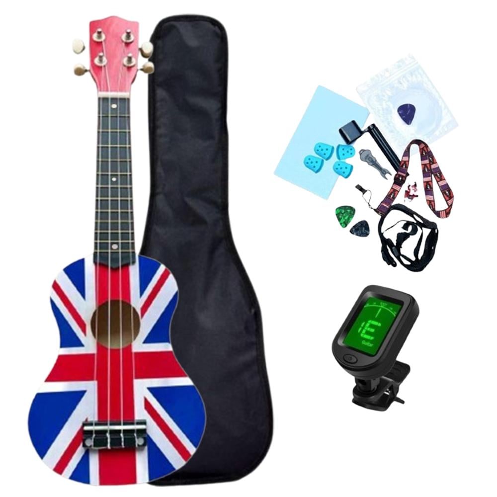 Комплект укулеле сопрано Union Jack Britain Flag чехол/тюнер/комплект аксессуаров 21″ (mrk6824) Комплект укулеле сопрано Union Jack Britain Flag чехол/тюнер/комплект аксессуаров 21″ (mrk6824)