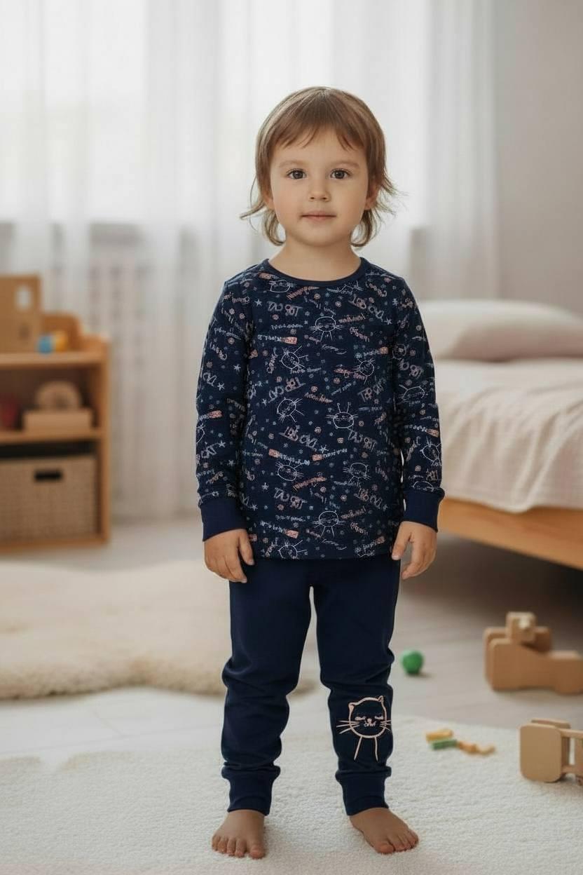 Пижама демисезонная для девочки хлопчатобумажная BAYKAR р. 2 92-98 см 2-3 года Темно-синий (9242-104)