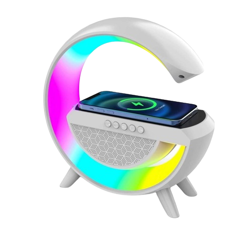 Нічник розумний RGB AS-K10 з бездротовою зарядкою для телефону Bluetooth колонкою і будильником 3в1 (10100)