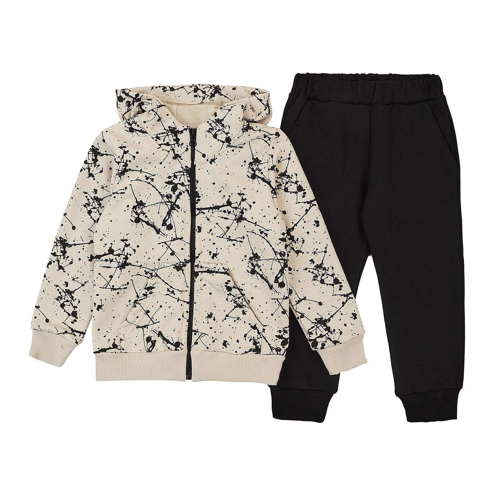 Комплект детский из кофточки и брюк ЛяЛя р. 116 Бежевый/Черный (К2ДВ115)