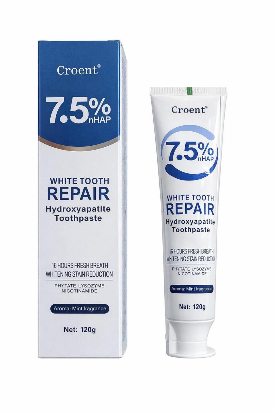 Зубная паста Croent White Tooth Repair с содержанием 7,5% нано-гидроксиапатита 120 г nHAP (cro01) Зубная паста Croent White Tooth Repair с содержанием 7,5% нано-гидроксиапатита 120 г nHAP (cro01)