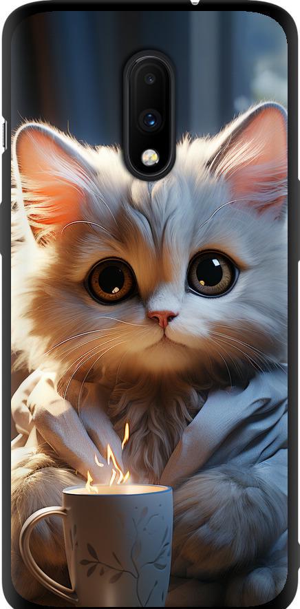 Чехол на OnePlus 7 White cat (5646b-1740-42517)