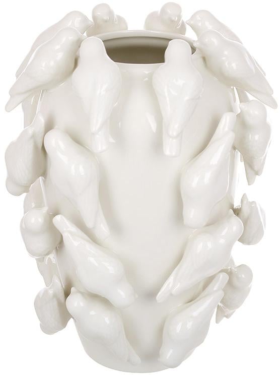 Ваза фарфоровая White Birds с рельефным декором 19х24 см