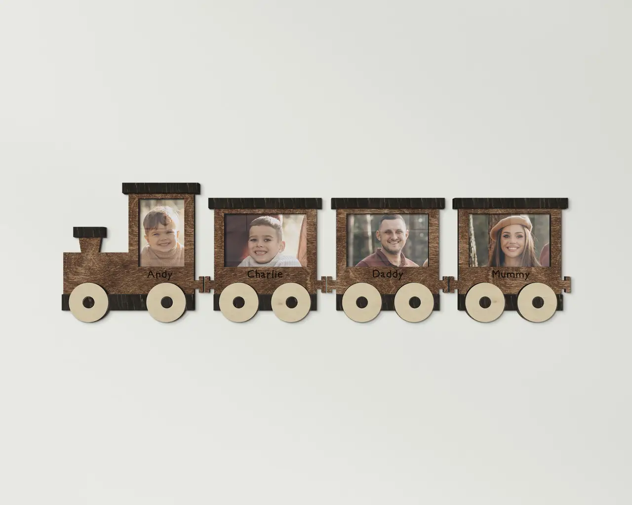 Фоторамка деревянная Локомотив для детских фотографий Темно-коричневый (locomotive_4x6_train-4)