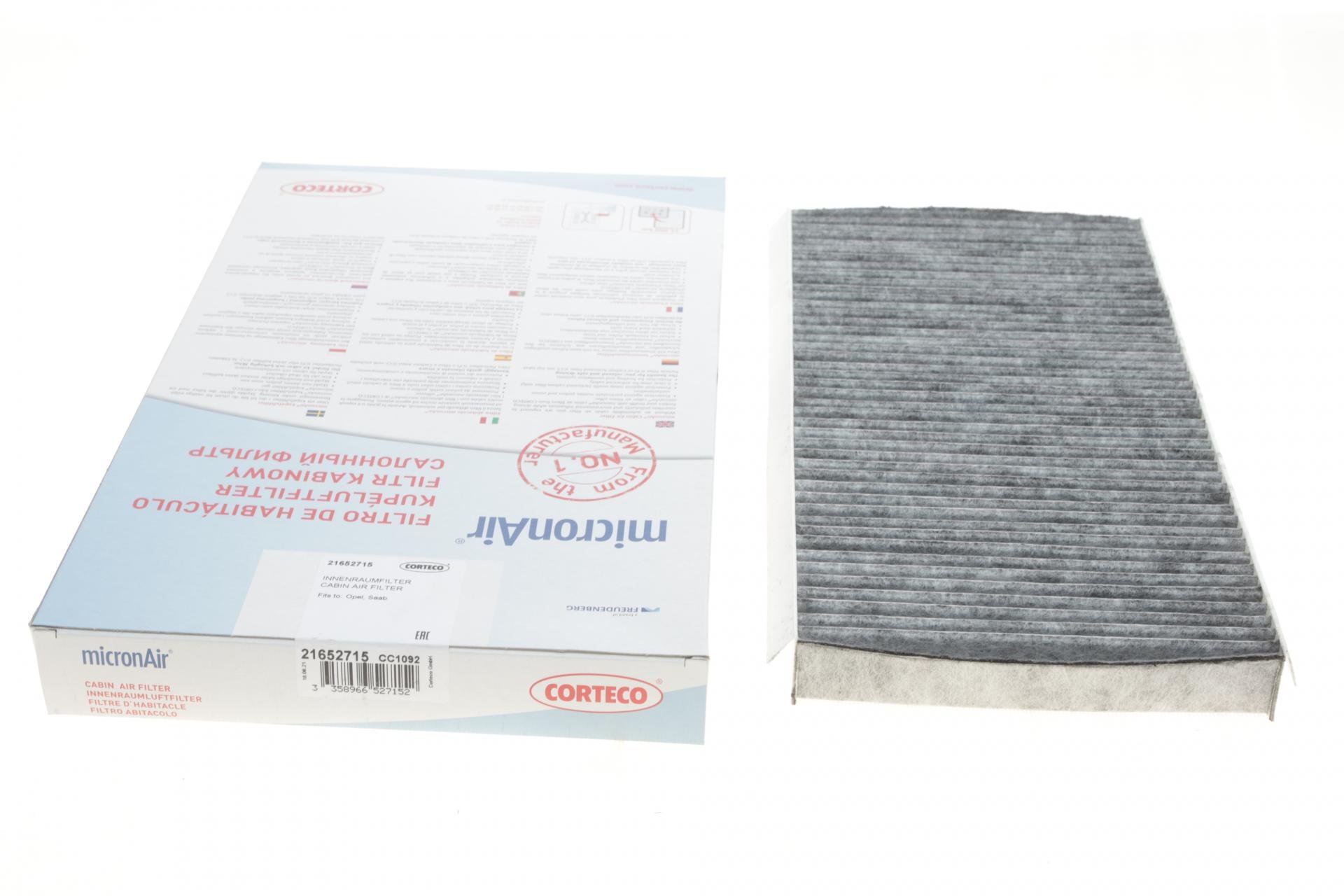 Фильтр салона CORTECO для Opel Combo 1,3CDT/1,7DI/CDTI 01- угольный 21652715)