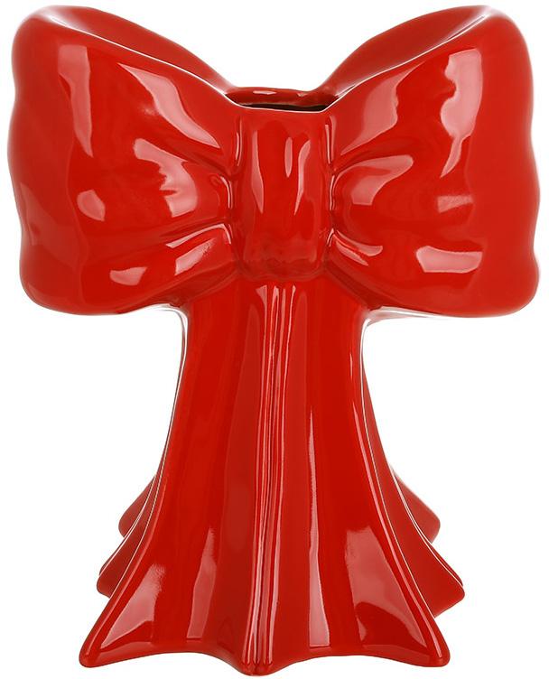 Ваза керамическая Бант 16,5х11х20 см Красный