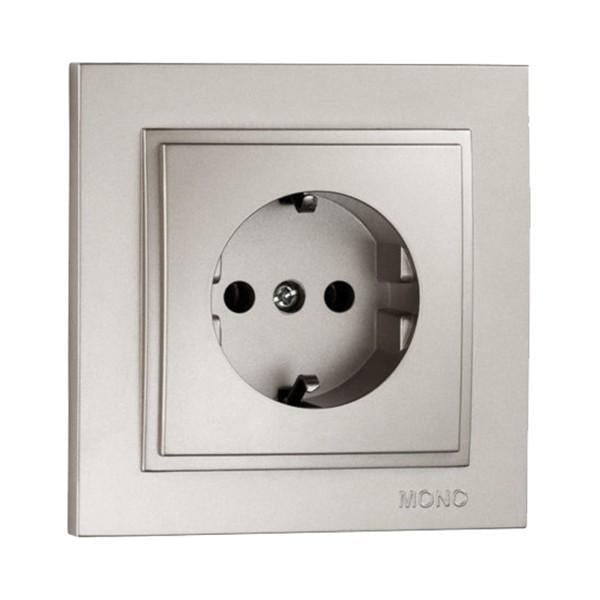 Розетка Mono Electric Despina одинарная с заземлением Серебряный (102-212121-117) Розетка Mono Electric Despina одинарная с заземлением Серебряный (102-212121-117)