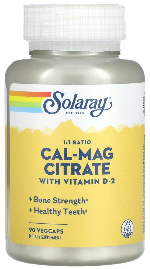 Магний и кальций цитрат с витамином D2 Solaray Cal-Mag Citrate with Vitamin D-2 90 капсул
