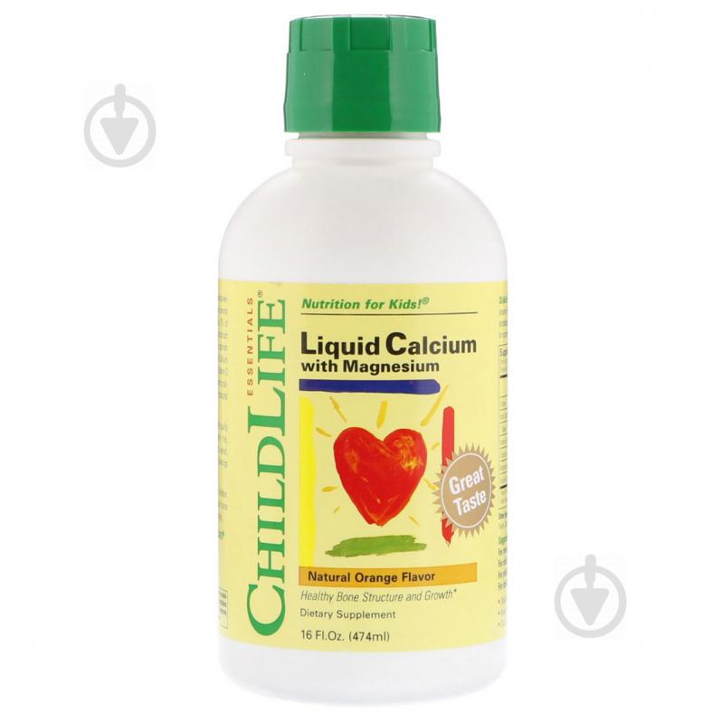Жидкий Кальций и Магний для Детей со Вкусом Апельсина, Calcium with Magnesium, ChildLife, 474 мл
