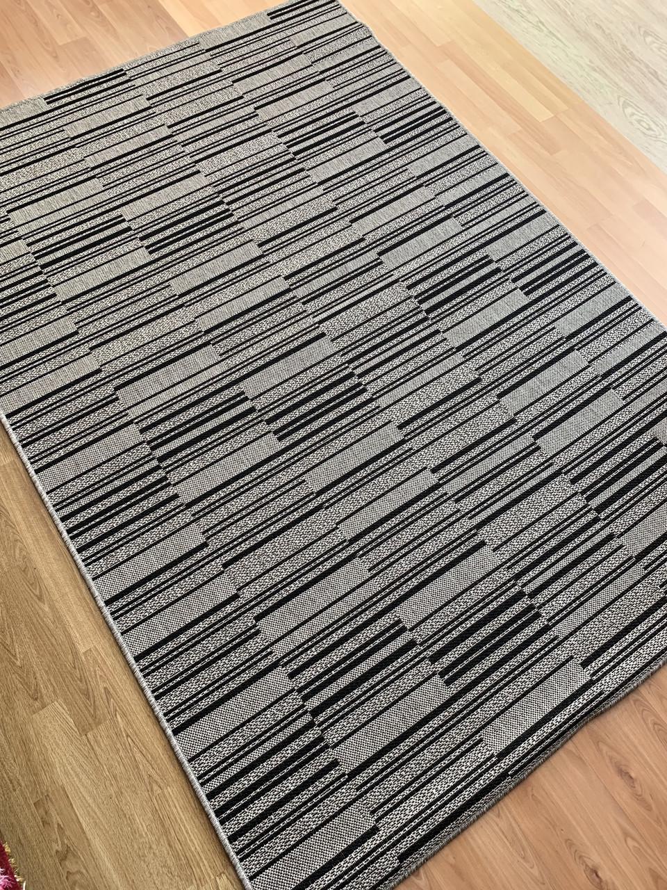 Килим безворсовий абстрактний рогожка прямокутний 200х290 см Сірий (10321-0151) - фото 2 Килим безворсовий абстрактний рогожка прямокутний 200х290 см Сірий (10321-0151) - фото 2