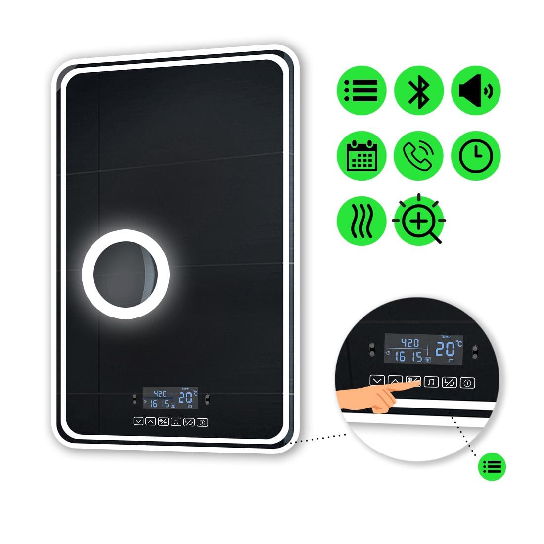 Зеркало с LED подсветкой Ottavia с Smart-блоком линзой с подсветкой и подогревом 80x60 см (Ottavia30) Зеркало с LED подсветкой Ottavia с Smart-блоком линзой с подсветкой и подогревом 80x60 см (Ottavia30)