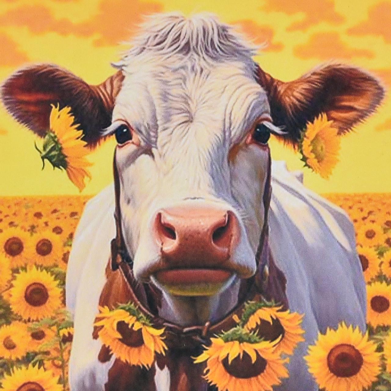 Алмазная мозаика Strateg Корова на фоне безграничной природы 30х30 см (HEE16335)