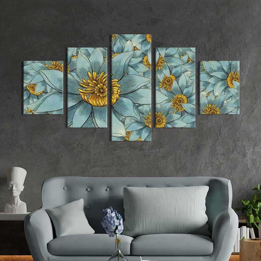 Картина на холсте Изысканные голубые нарциссы 187x94 см (780-52)