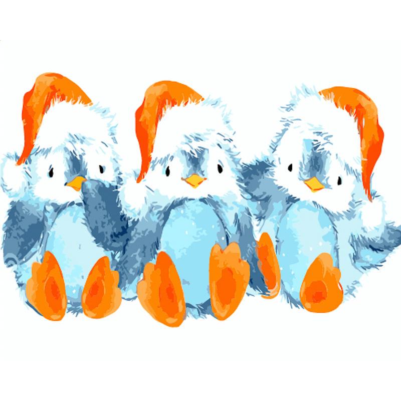 Картина по номерам Strateg Премиум Пингвины с лаком и уровнем 40x50 см (GS1560)