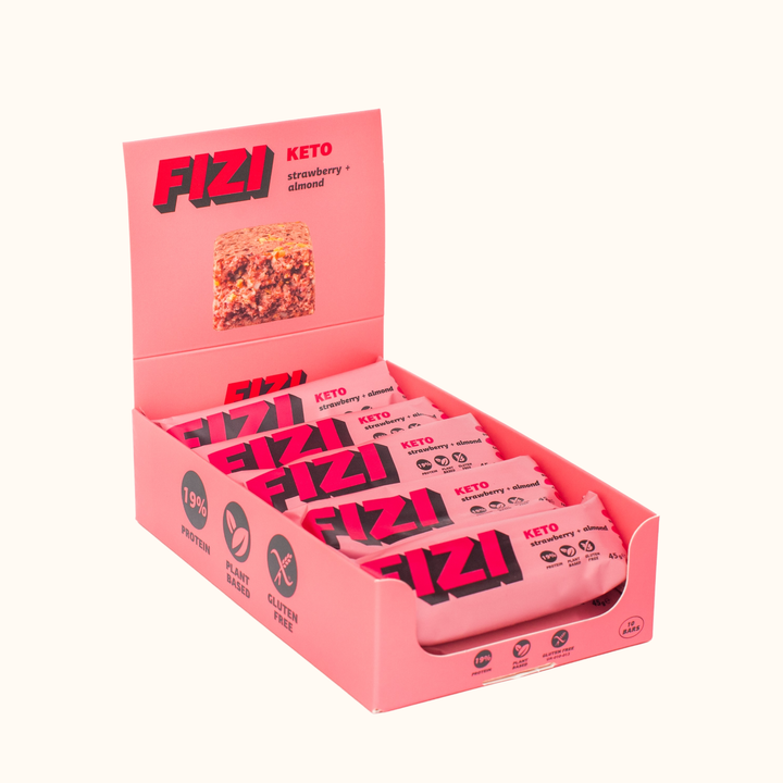 Батончик протеиновый низкоуглеводный Fizi Клубника/Миндаль 45 г 10 шт. (2512121026)