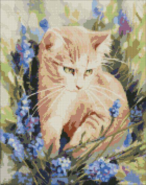 Алмазная мозаика Котенок в цветах