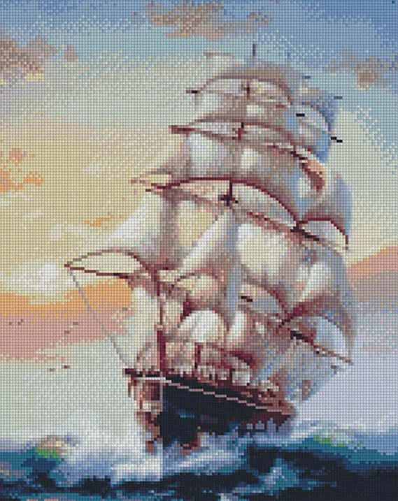 Алмазная мозаика Strateg Парусник на рассвете 40х50 см (FT30027)