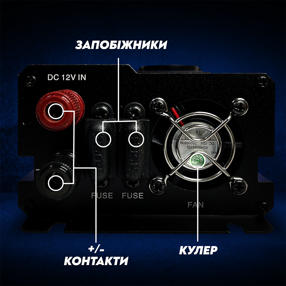 Автомобильный инвертор Andowl QY-7012 с модифицированным синусом 1500 Ватт 1500 W (142) - фото 4