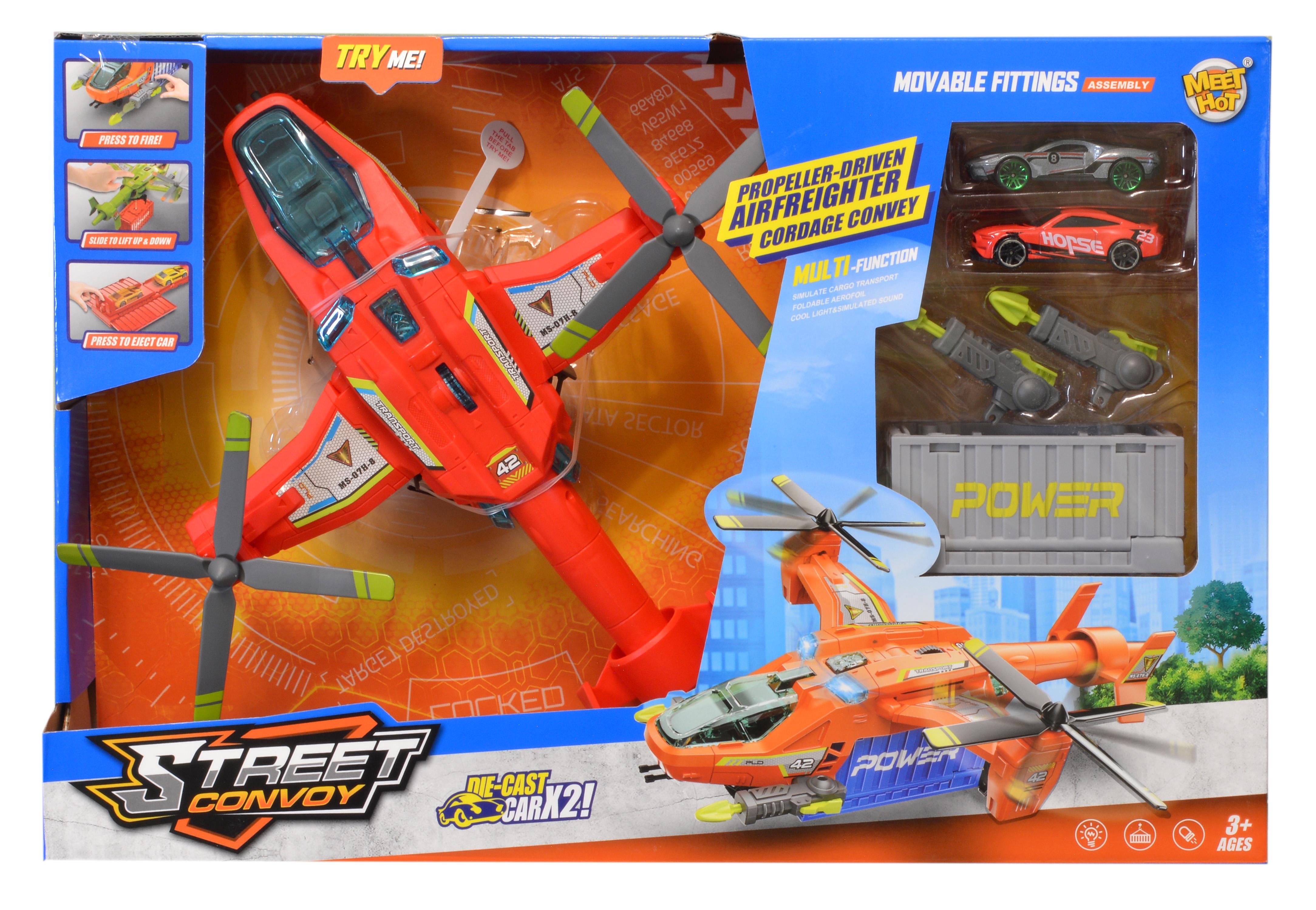 Вертоліт з контейнером/трампліном з механізмом запуску 2 машинки/звук/світло (MH 613) - фото 9