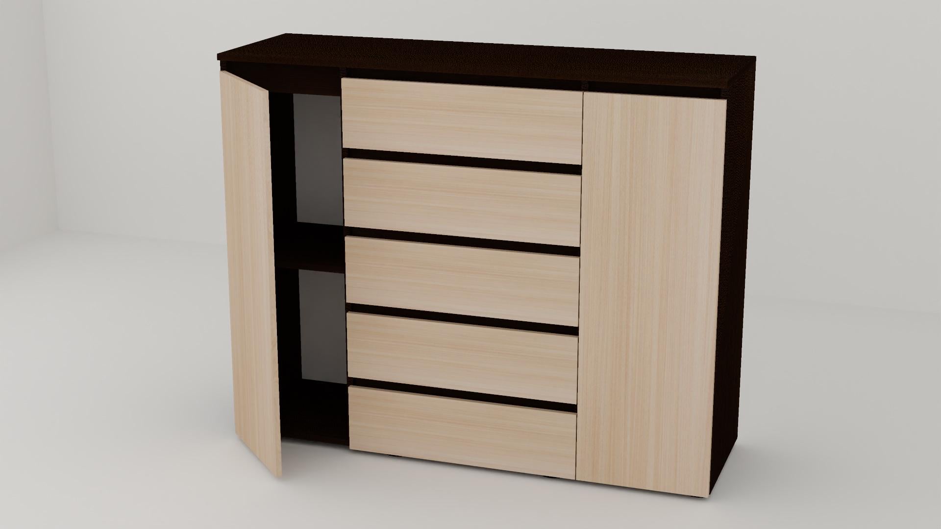 Комод Алекса СН-151/45 140х45х111 см Дуб молочный/Венге магия Комод Алекса СН-151/45 140х45х111 см Дуб молочный/Венге магия